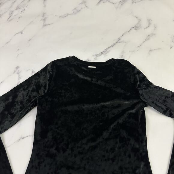 Michael Kors Womens Velvet Midi Dress Size M Black Long Sleeve Sheath Stretch - Picture 8 of 10